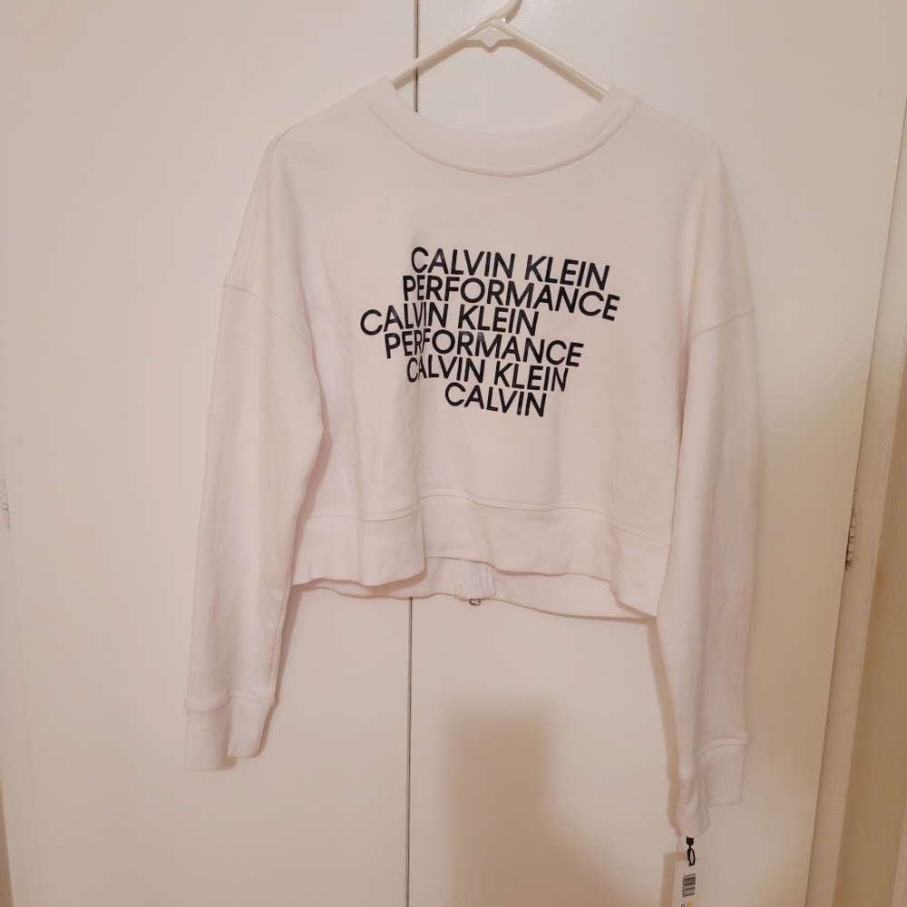 Calvin Klein cropped sweatshirt with zipper in back
